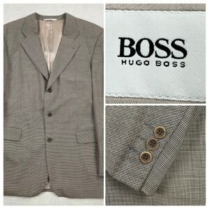 BOSS Hugo Boss Mens Houndstooth Blazer Jacket Suit Coat Size 44R